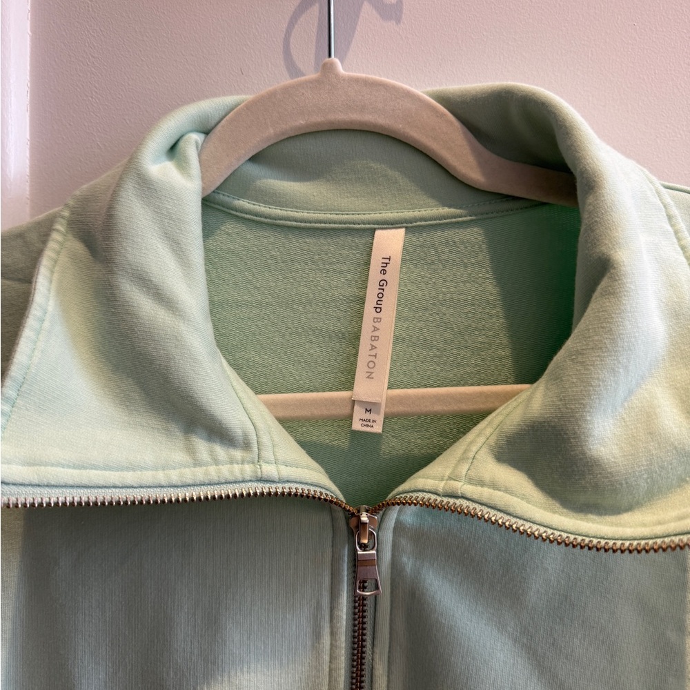 The Group by Babaton Mint Green Zip-Up Sweatshirt